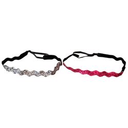 Hipsy Womens Teens Girls Headbands Wave Bling Glitter Adjustable Non Slip 2 Pack