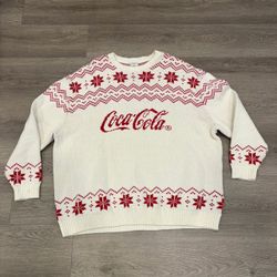 White Coca Cola Pacsun Knitted Sweater Large