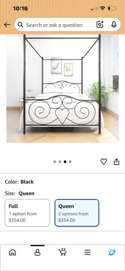 Queen Size Vintage Canopy Bed, mattress not included