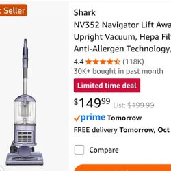 Shark NV352 Navigator Lift Away Upright Vacuum, Hepa Filter, Anti-Allergen Technology, Swivel Steering, Ideal for Carpet, Stairs, & Bare Floors, with