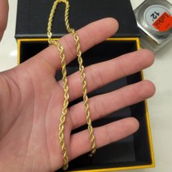 4mm Rope Chain 18k Gold Plated 20"