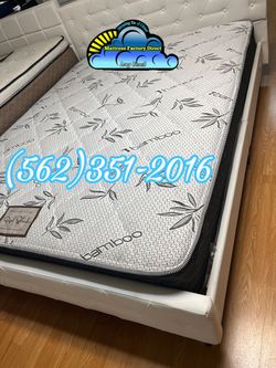 Queen black bamboo mattress and Boxspring bed set