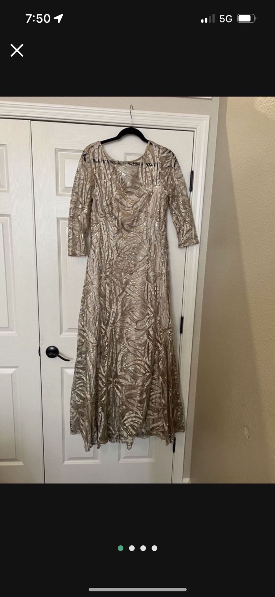 Tahari Gold Sequin Dress 