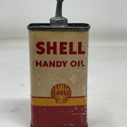 Vintage 4 Floz Shell Handy Oil Oiler Can w/ Lead Spout Advertising **Empty