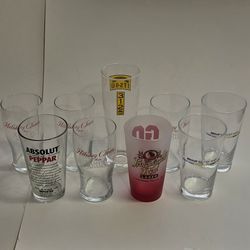 Lot of 9 Bar Pub Collectors Pint Glasses Mugs Sam Adams Absolut