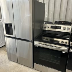 LG Stainless Refrigerator And Electric Lg Stainless Stove 