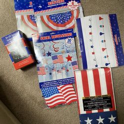 Patriotic 4th Of July Decorations, Banner, Tablecloth, Party