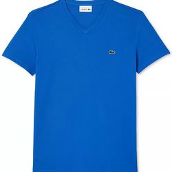 LACOSTE Men V-Neck Pima Cotton Tee Shirt New With Tags