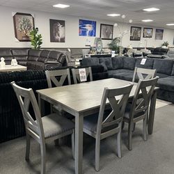 7PC Gray Dining Table Set