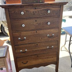 Antique Solid Oak Six Drawer Dresser