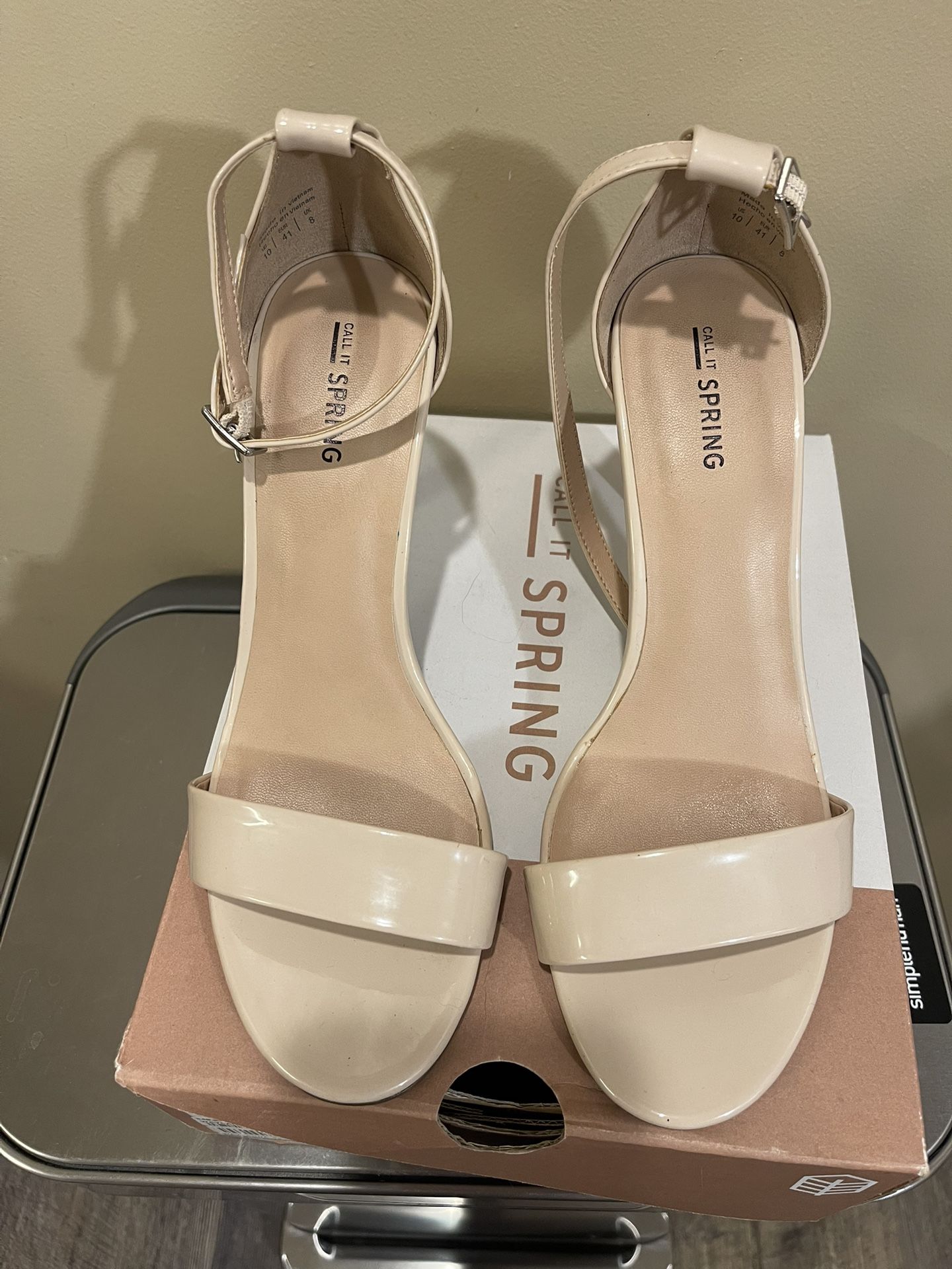Call It Spring Women's Heels Beige, ankle strap, Size 10