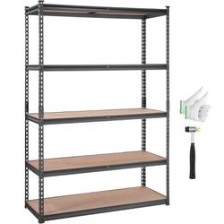 Storage Shelving Unit, 5-Tier Adjustable, 2000 lbs Capacity, Heavy Duty Garage Shelves Metal Organizer Utility Rack, Black, 48" L x 18" W x 72" H for 