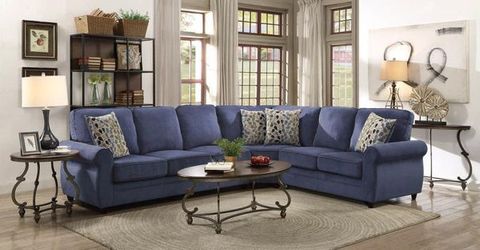 New blue pullout sleeper sectional