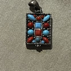 Blue And Red Stones Pendant 
