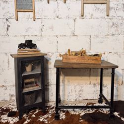 Industrial Rustic Side Table/ Nightstand Pair 