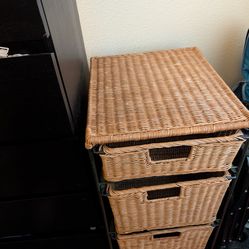 Wicker and metal drawers