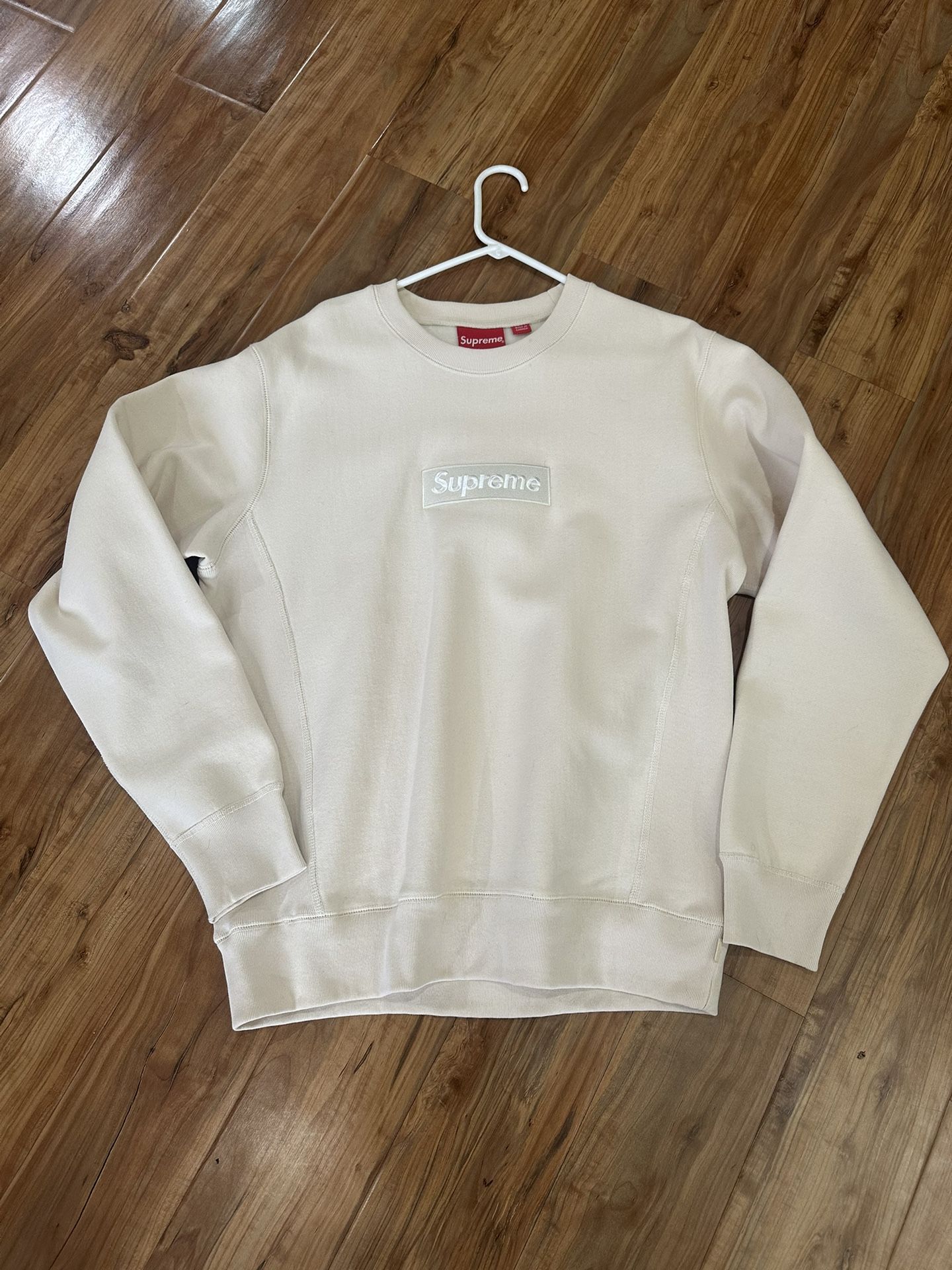Supreme Box Logo Crewneck FW18 Natural Size Large New