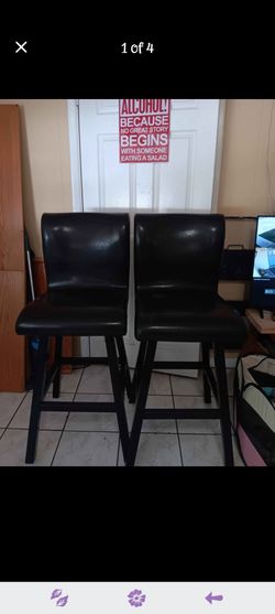 Set of 2 Dark Brown Faux Leather Bar Stools