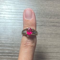 10k Gold Ruby And Diamond Ring 