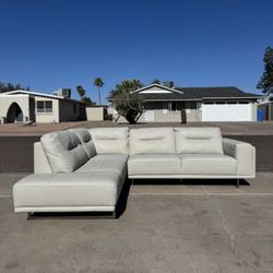 White faux leather sectional 
