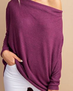 Long Sleeve  Off Shoulder Tunic Top Color