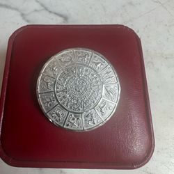 Vintage 925 Sterling Silver Zodiac Sign and Mayan pendant/ brooch , marked Sterling 925 Mexico w/ Eagle