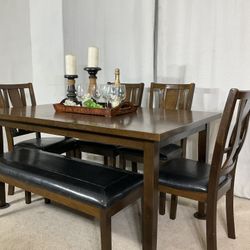 Dining Table With Chairs & Bench 