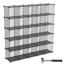 Wire Cube Storage Organizer, 25-Cube Metal Storage Shelves Bookshelf