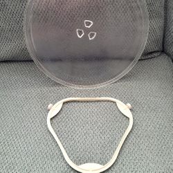 Whirlpool Microwave 12" Glass Plate & Turntable Rotating Ring Roller Set