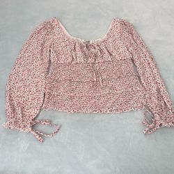 Pretty Floral Blouse With Bows 