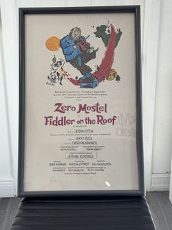 ZERO MOSTEL FIDDLER ON THE ROOF, BROADWAY WINDOW CARD/POSTER 15x23 FRAMED