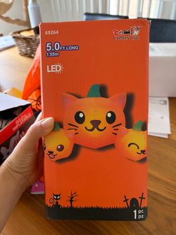 5ft Halloween Inflatable Cat Pumpkin LED