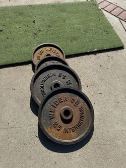 Pair Of 44 Lb And 33 Lb Metal Barbell Plates 