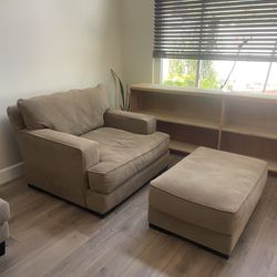 Living Room Corduroy Chair + Ottoman