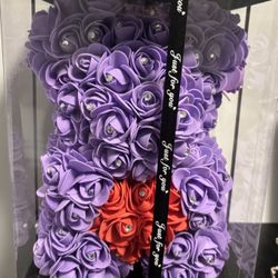Purple Rhinestone Flower Teddy Bear