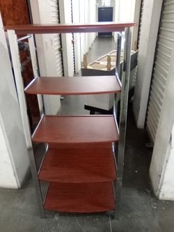 Five Tier Wooden And Metal Shelf