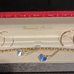 Diamond Accent Bracelet With Matching Earrings 