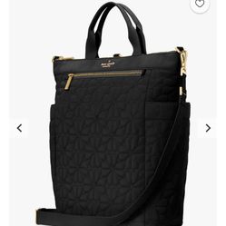 Spade Flower Quilted Fabric Convertible Backpack