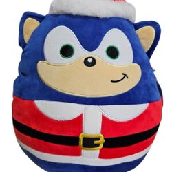 SONIC The Hedgehog 12” Squishmallows Plush SANTA Hat Suit 2024 Sega Jazwares New