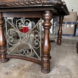 Elegant Traditional Heavy Solid Wood Dining Table + 6 Chairs — Expandable