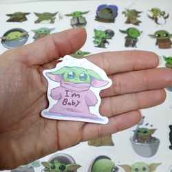 50 stickers Baby Y oda for car hydro flasks, laptops, vinyl. Waterproof decals. Water bottle sticker