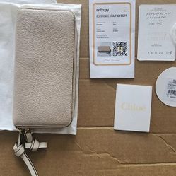 AUTHENTIC CHLOE CREAM LEATHER WALLET WITH COA