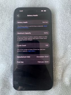 Apple iPhone 15 Pro Unlocked 100% Battery