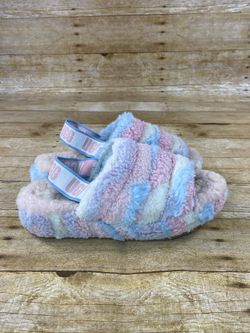 UGG Womens Fluff Yeah Slide Cali Collage Size 8 Casual Slippers Shoe 1120070
