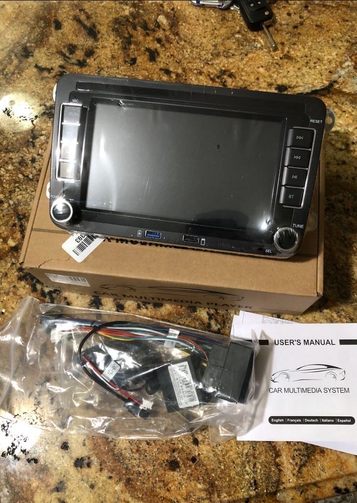 Double din Car Stereo Compatible with Wireless Carplay Android Auto with 7 inch Bluetooth/FM/AM Radio/USB/High Power Car Radio for VW Golf 5 6 Passat