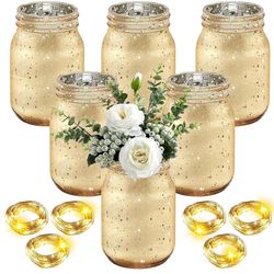 6 Pcs Painted Mason Jars Wedding
