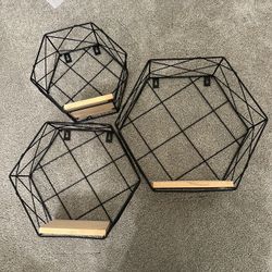 Black/wood Hexagon Shelves