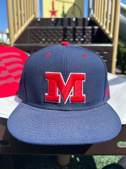 Ole miss rebels Navy fitted Hat with Red M Logo size 7 3/8