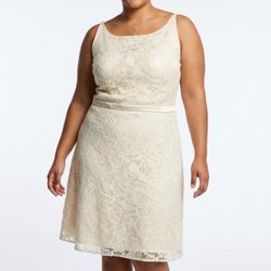 May Queen Vintage Cream Floral Lace Slip Dress Sz 18 Coquette Whimsigoth Party