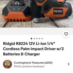 Ridgid 12v 1/4 Palm Impact Driver
